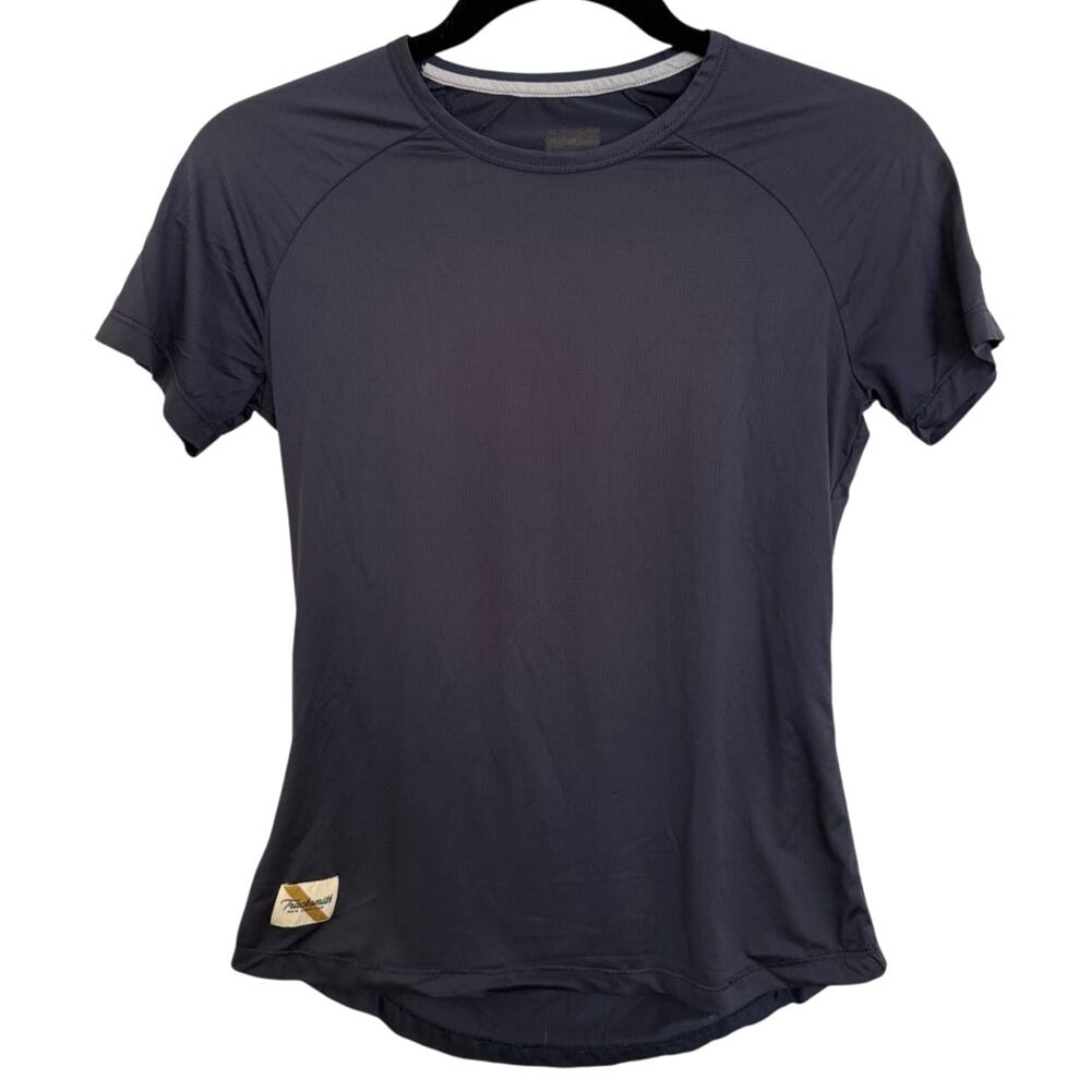 Tracksmith Blue Circle Neck Running Short Sleeve Shirt Small Athletic Workout